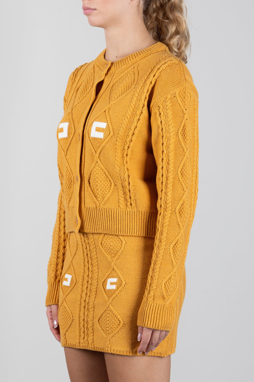 Elisabetta Franchi Bambina Cardigan In Maglia con Lavorazione a Trecce e Logo EFMA213CFL098.7205