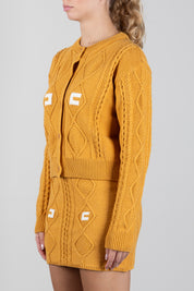 Elisabetta Franchi Bambina Cardigan In Maglia con Lavorazione a Trecce e Logo EFMA213CFL098.7205