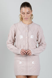 Elisabetta Franchi Bambina Cardigan In Maglia con Lavorazione a Trecce e Logo EFMA213CFL098.C863