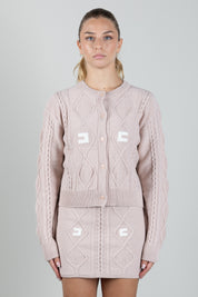 Elisabetta Franchi Bambina Cardigan In Maglia con Lavorazione a Trecce e Logo EFMA213CFL098.C863