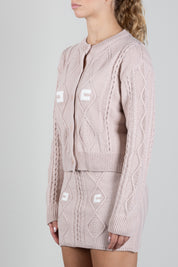 Elisabetta Franchi Bambina Cardigan In Maglia con Lavorazione a Trecce e Logo EFMA213CFL098.C863