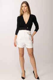 Elisabetta Franchi Cardigan In Maglia con Logo Stampato MK81Q61E2 NERO