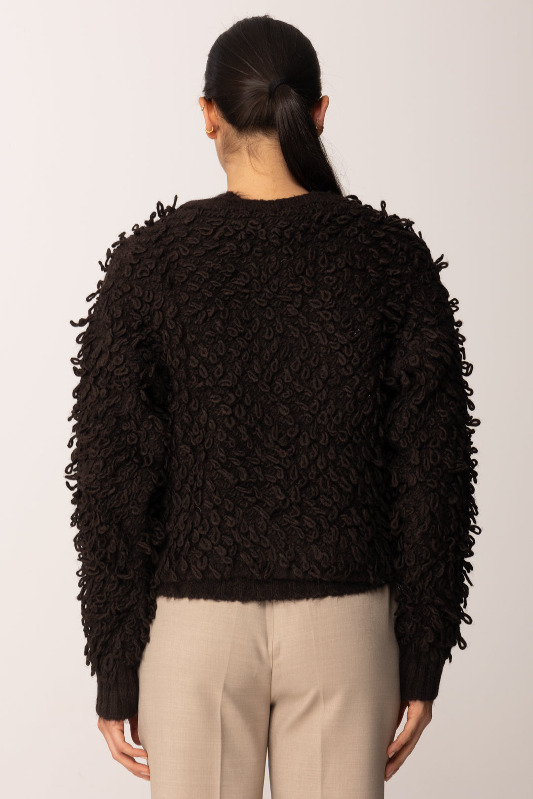 Khloe Femme Cardigan In Maglia con Texture 3d MORO