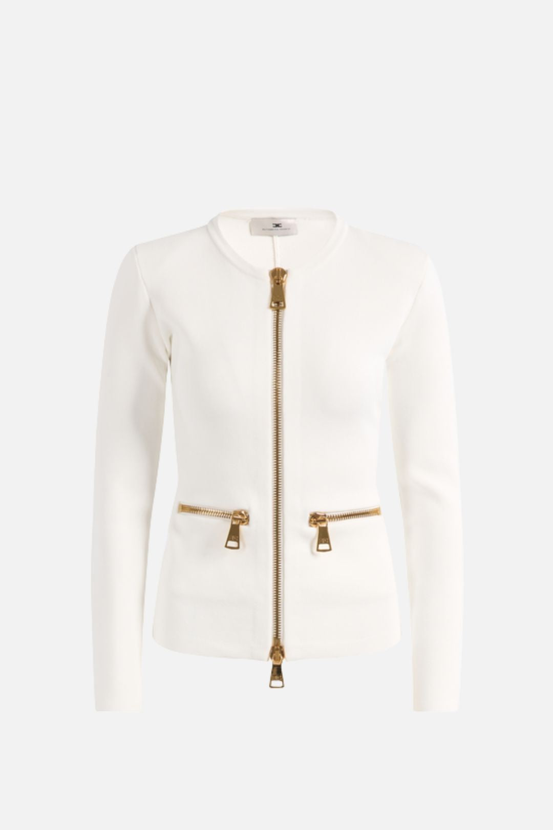 Elisabetta Franchi Cardigan In Maglia con Zip Dorate MK68B66E2 AVORIO