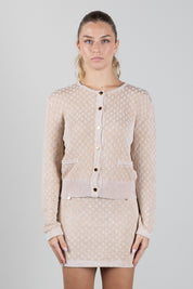 Elisabetta Franchi Bambina Cardigan In Maglia Jacquard con Logo EFMA201CFL149.D747
