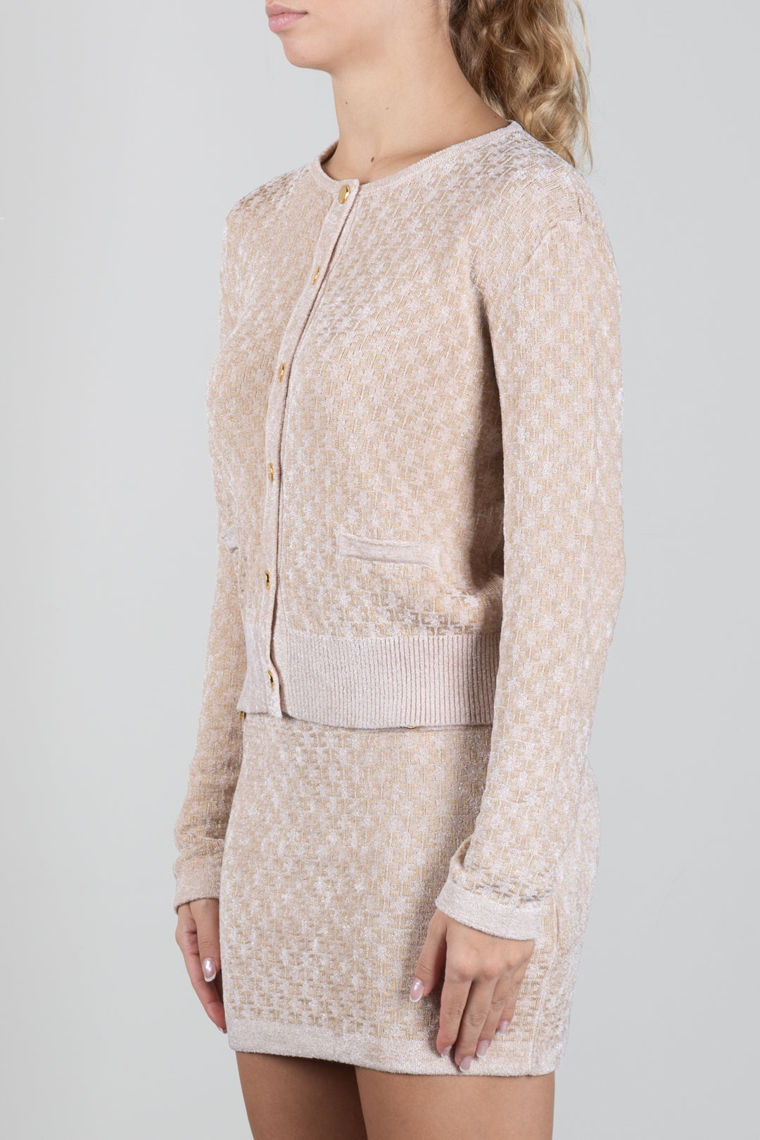 Elisabetta Franchi Bambina Cardigan In Maglia Jacquard con Logo EFMA201CFL149.D747