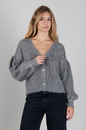 Twin-set Cardigan In Misto Mohair con Lurex 262TT3400 BIC.GEOMETRIC BLACK/