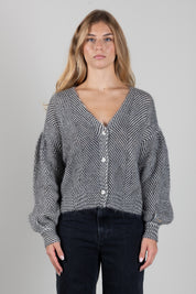 Twin-set Cardigan In Misto Mohair con Lurex 262TT3400 BIC.GEOMETRIC BLACK/