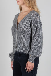 Twin-set Cardigan In Misto Mohair con Lurex 262TT3400 BIC.GEOMETRIC BLACK/