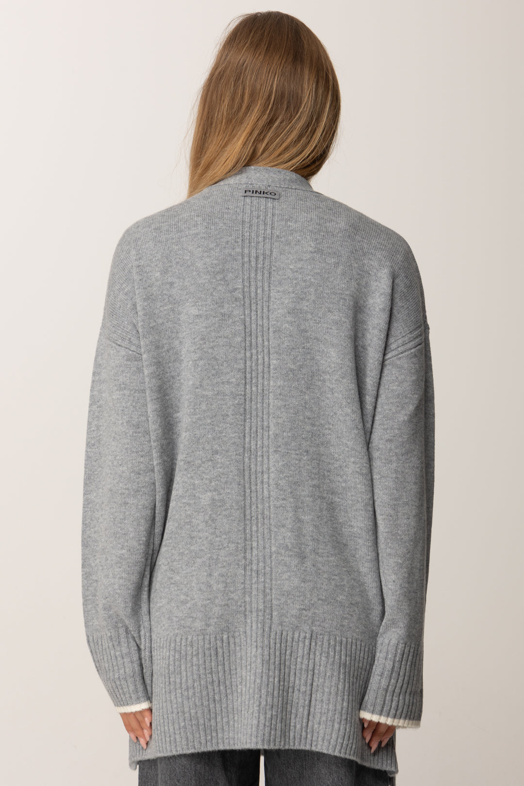 Pinko Cardigan Lungo con Scollo a V GRIGIO-MONUMENTO GR.