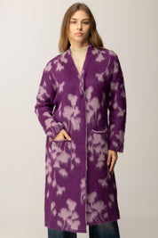 Manila Grace Cardigan Lungo In Jacquard M444WJ CICLAMINO