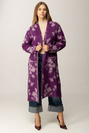 Manila Grace Cardigan Lungo In Jacquard M444WJ CICLAMINO
