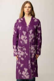 Manila Grace Cardigan Lungo In Jacquard M444WJ CICLAMINO