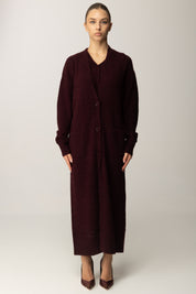 Patrizia Pepe Cardigan Lungo In Maglia Morbida 2K0323 K293 PURPLE RED