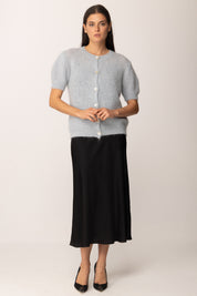 Khloe Femme Cardigan Maniche Corte In Misto Mohair CELESTE