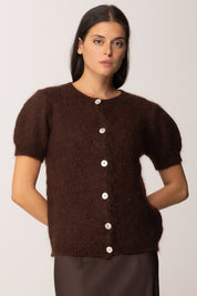 Khloe Femme Cardigan Maniche Corte In Misto Mohair MORO