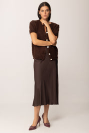 Khloe Femme Cardigan Maniche Corte In Misto Mohair MORO