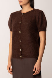 Khloe Femme Cardigan Maniche Corte In Misto Mohair MORO