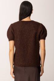 Khloe Femme Cardigan Maniche Corte In Misto Mohair MORO