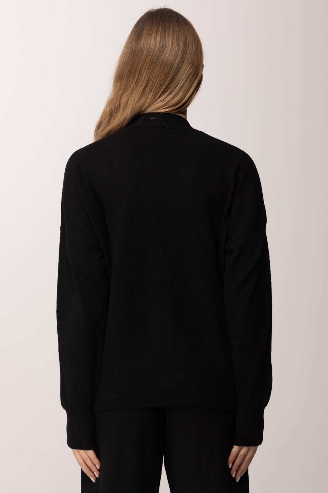 Meme Road Cardigan Morbido con Scollo a V e Tasca MRK631 NERO