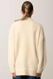 Replay Cardigan Over Fuzzy con Bottoni Oro DK3914.000.G23908 BEIGE EDGES WHITE