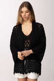 Akep Cardigan Punto Ventaglio MGKD13032 NERO