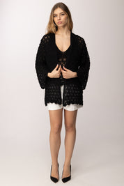 Akep Cardigan Punto Ventaglio MGKD13032 NERO