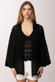 Akep Cardigan Punto Ventaglio MGKD13032 NERO