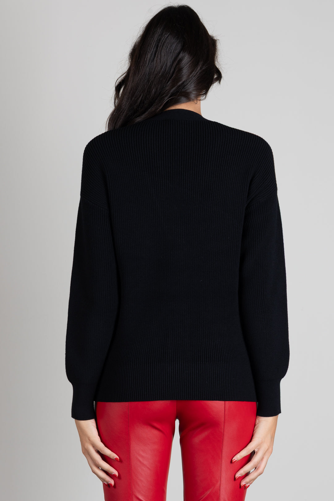 Elisabetta Franchi Cardigan Scollo a V con Bottoni Catenella MK01S66E2 NERO