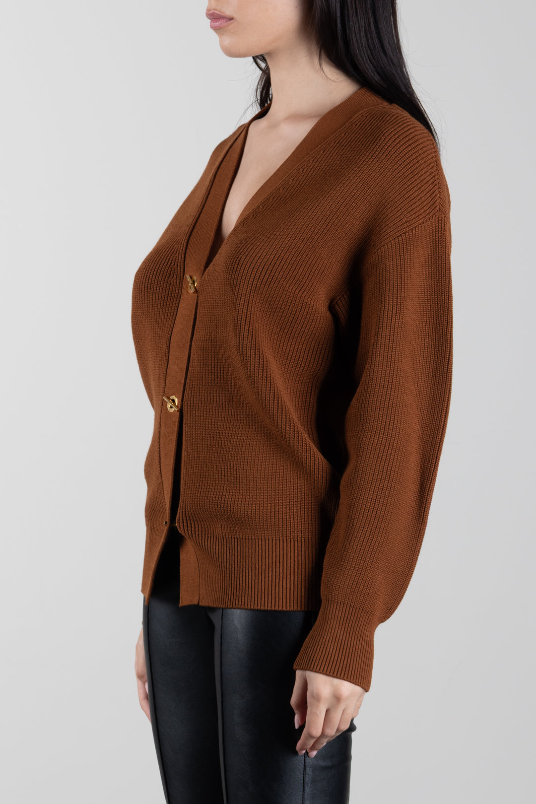 Elisabetta Franchi Cardigan Scollo a V con Bottoni Catenella MK01S66E2 SIGARO