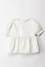 Elisabetta Franchi Bambina Casacca In Duchesse con Fiori PANNA CHIARO