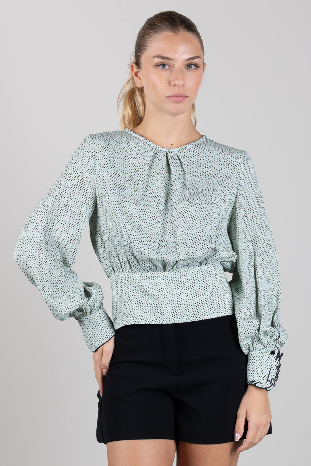 Elisabetta Franchi Bambina Casacca In Georgette Stampa Pois con Ricamo EFCA3030VI043.D574