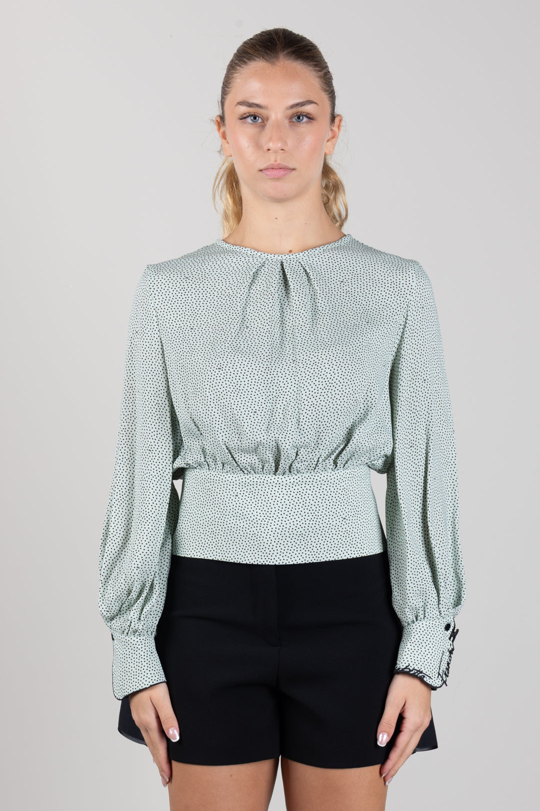 Elisabetta Franchi Bambina Casacca In Georgette Stampa Pois con Ricamo EFCA3030VI043.D574