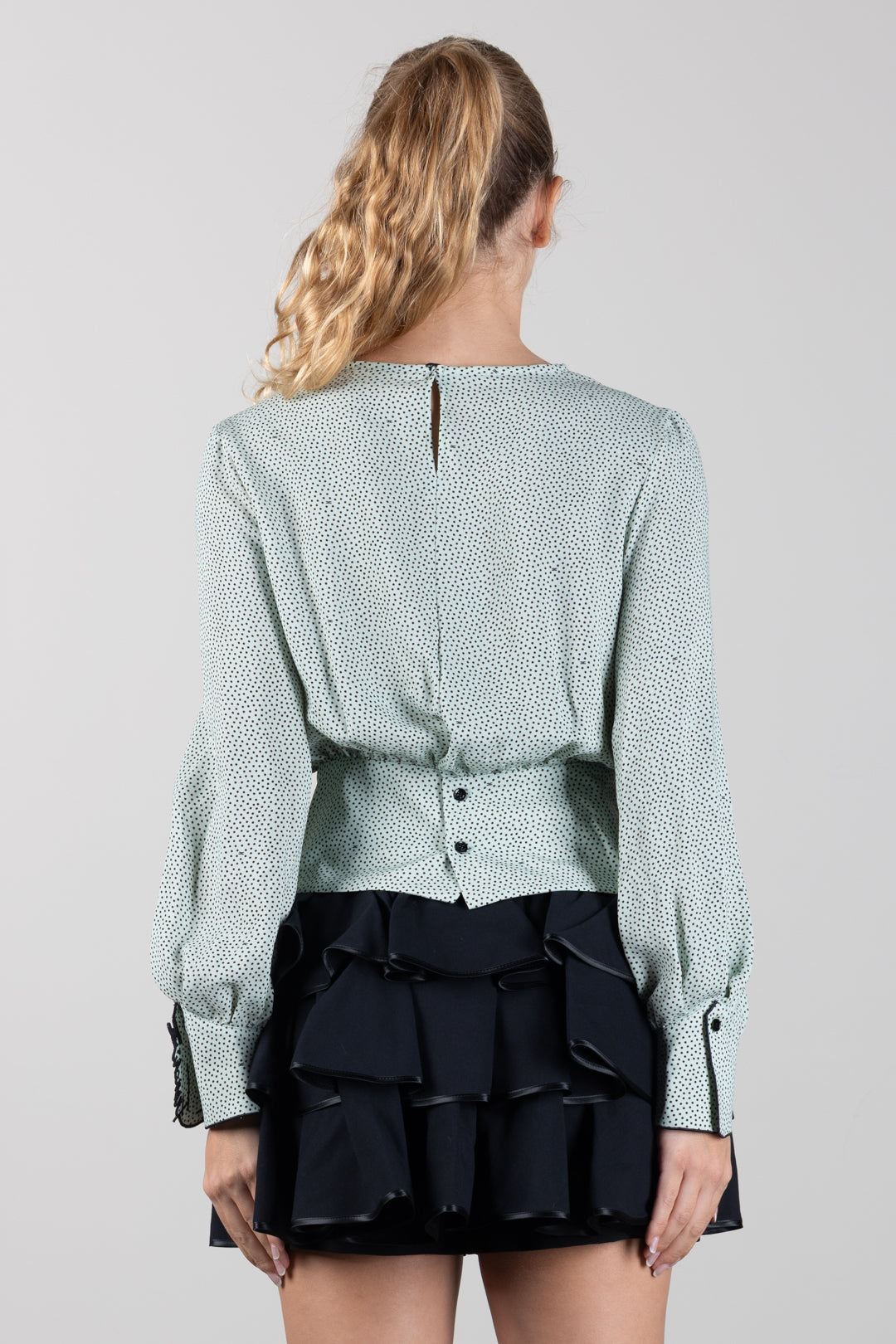 Elisabetta Franchi Bambina Casacca In Georgette Stampa Pois con Ricamo EFCA3030VI043.D574