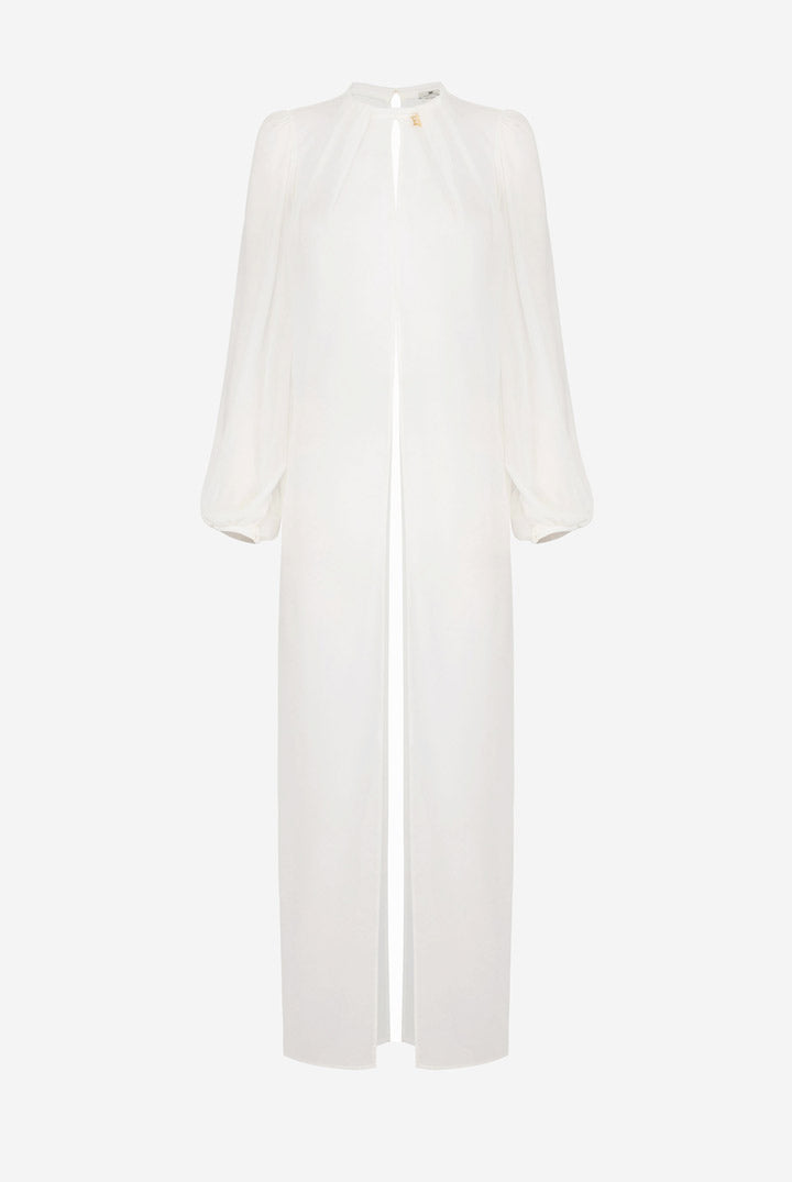 Elisabetta Franchi Casacca Lunga In Georgette con Drappeggi CA20867E2 AVORIO