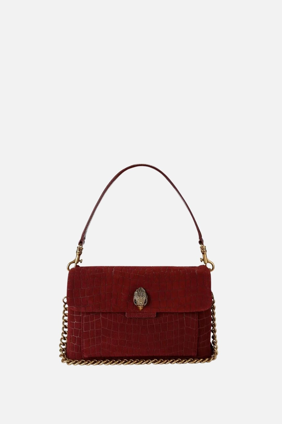 Kurt Geiger Celia Shoulder Bag In Suede Stampa Coccodrillo 5851754249 WINE