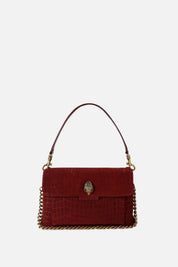 Kurt Geiger Celia Shoulder Bag In Suede Stampa Coccodrillo 5851754249 WINE