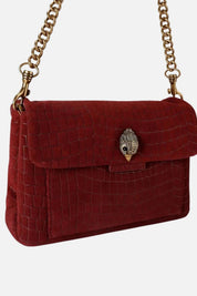 Kurt Geiger Celia Shoulder Bag In Suede Stampa Coccodrillo 5851754249 WINE
