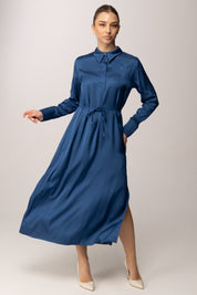 Meme Road Chemisier Longuette In Satin con Cinturino M2431A TWILIGHT