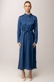 Meme Road Chemisier Longuette In Satin con Cinturino M2431A TWILIGHT