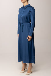 Meme Road Chemisier Longuette In Satin con Cinturino M2431A TWILIGHT