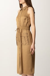 Twin-set Chemisier Midi Smanicato con Coulisse 251TT2270 GOLDEN GREEN