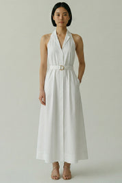 Patrizia Pepe Chemisier Smanicato In Cotone con Cintura 2A3006 A9B9 BIANCO OTTICO