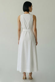 Patrizia Pepe Chemisier Smanicato In Cotone con Cintura 2A3006 A9B9 BIANCO OTTICO