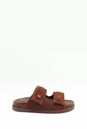 Patrizia Pepe Ciabatte In Suede con Doppia Fascia e Fly Metallica 8X0001 L152 BROWN SUEDE
