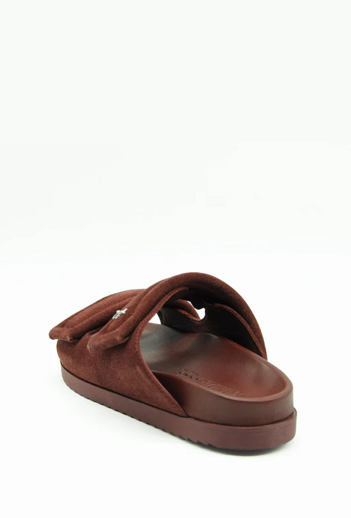 Patrizia Pepe Ciabatte In Suede con Doppia Fascia e Fly Metallica 8X0001 L152 BROWN SUEDE