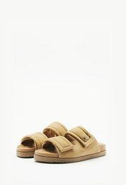 Patrizia Pepe Ciabatte In Suede con Doppia Fascia e Logo 2X0052 L026 WOOLY WHITE/BLACK