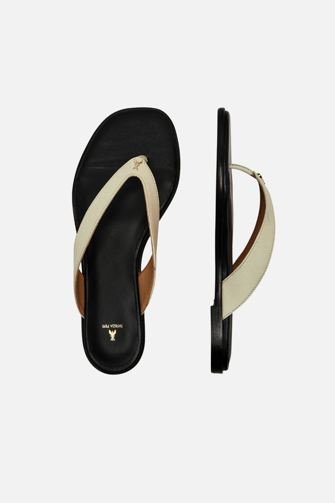 Patrizia Pepe Ciabatte In Suede con Doppia Fascia e Logo 2X0052 L026 WOOLY WHITE/BLACK
