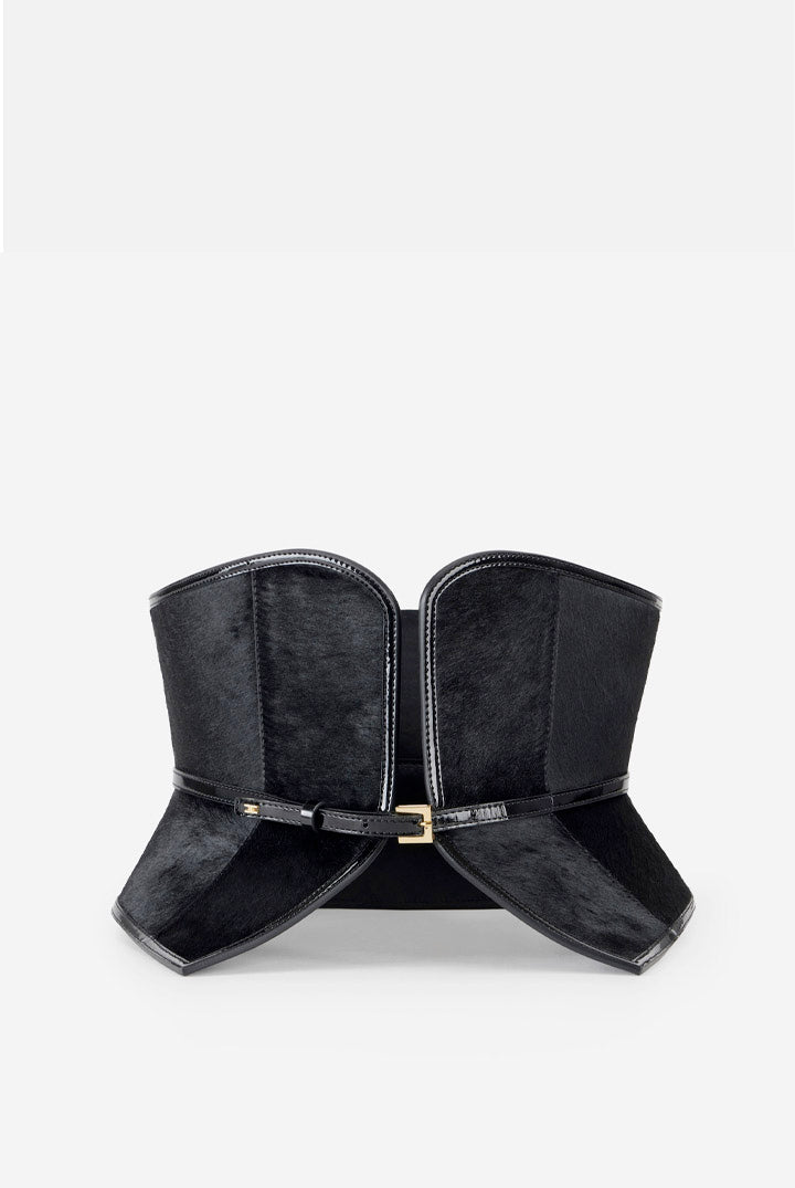Elisabetta Franchi Cintura Bustier In Cavallino con Cinturino CT71S68E2 NERO