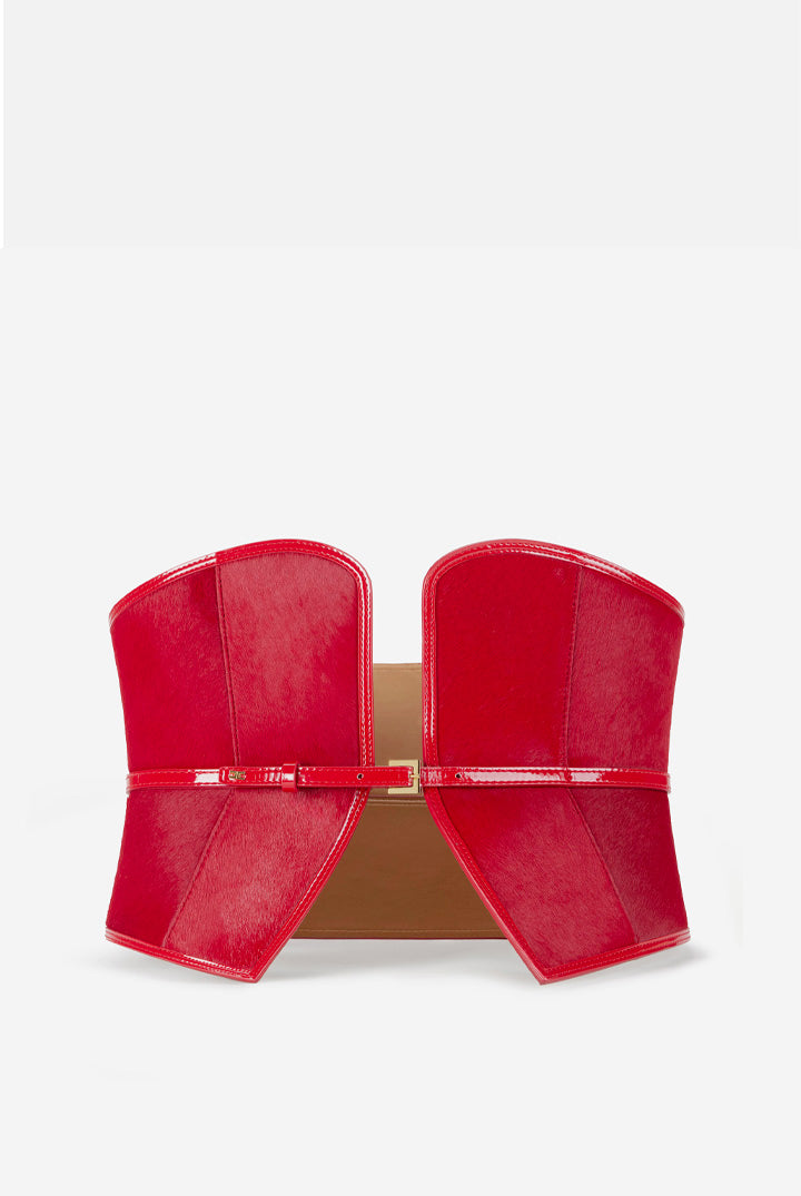 Elisabetta Franchi Cintura Bustier In Cavallino con Cinturino CT71S68E2 RED PASSION